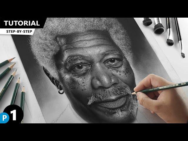 Zeichnung Morgan Freeman | Porträt-Tutorial für ANFÄNGER