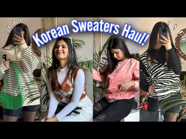 Trying Korean Sweaters from *newme* ||Everything Under ₹999/- #koreanfashion #winterhaul #trendy