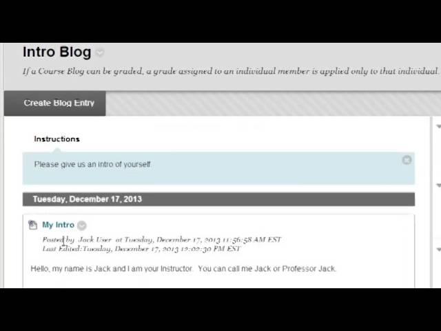 Blackboard 9.1.13: Delete Blog Post