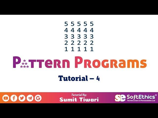 Pattern Programs Tutorial: Part 4 - Number Pattern