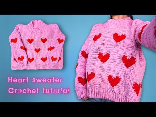 Crochet Heart Sweater Tutorial for Beginners | Valentine Sweater