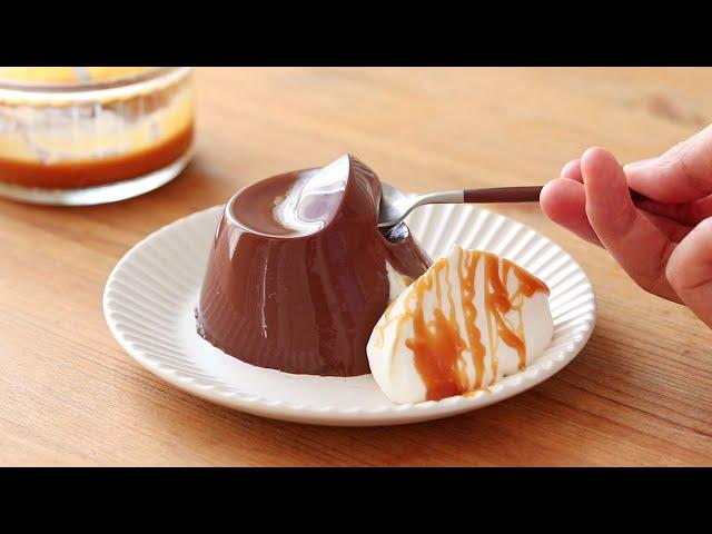 Eggless Jiggly Caramel Cocoa Pudding＊without oven｜HidaMari Cooking