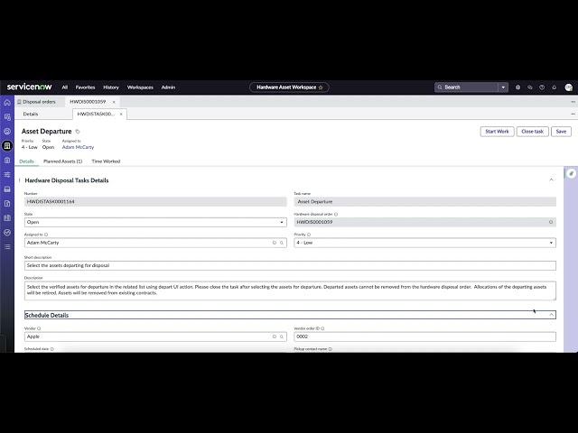 Disposal Orders for Hardware Asset Management in ServiceNow