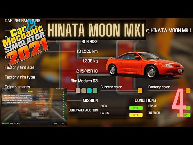 CAR MECHANIC SIMULATOR 21 - REPAIR orders mission HINATA MOON MK1 gameplay pc 4k