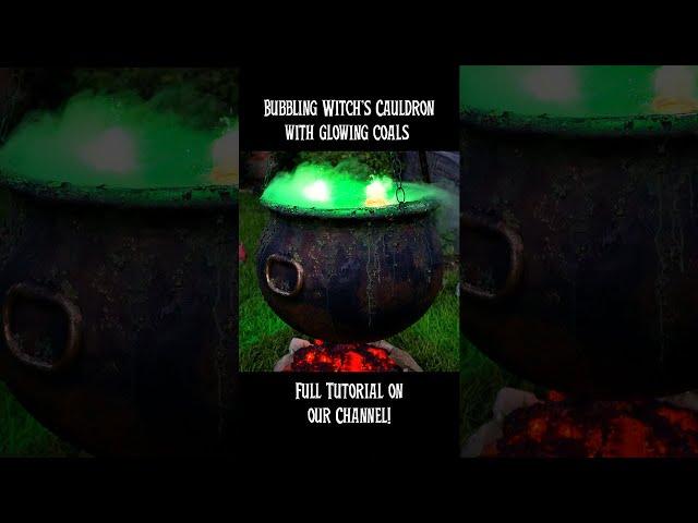 Bubbling Witch's Cauldron with Glowing Coals  #halloween #shorts