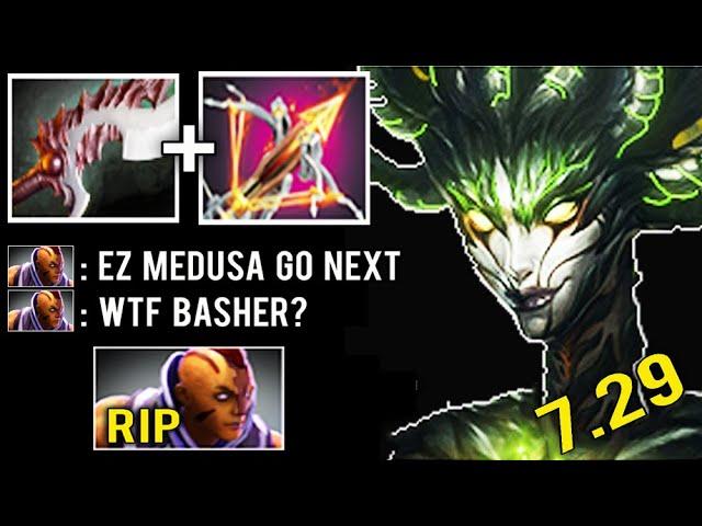 NEW STYLE BASHER MEDUSA Megacreep Defense vs Anti Mage Crazy Rapier Knockback Comeback 7.29 Dota 2