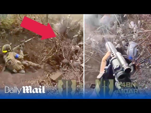 Moment Ukraine soldiers destroy Kadyrov 'TikTok warriors' trenches near Bakhmut