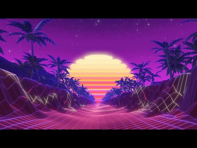 4 Hours 4K Retro Sunset Walk Through Neon Path Palm Trees 80s Visuals Relaxation Without Music