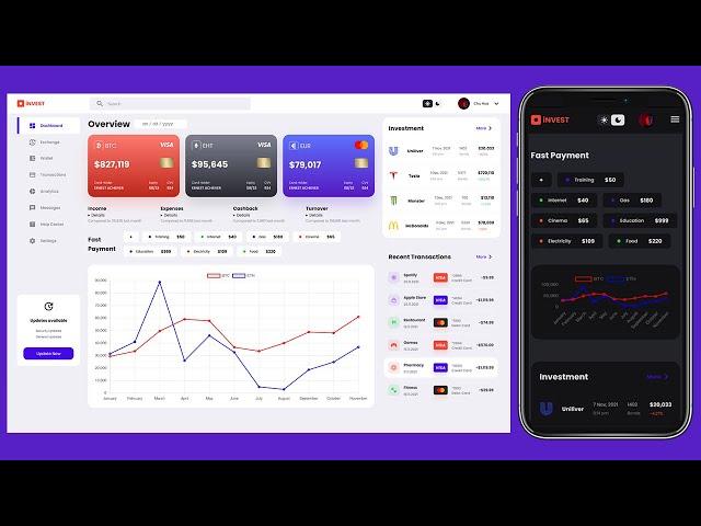 Responsive Admin Dashboard using HTML CSS and JavaScript with Light & Dark Mode