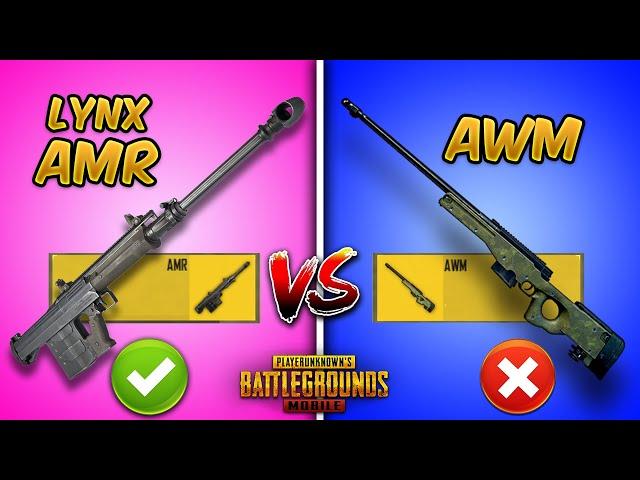 Lynx AMR vs AWM (PUBG Mobile/BGMI) Ultimate Weapon Comparison Guide/Tutorial (New Sniper Rifle) Tips