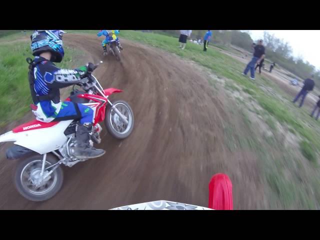 Jordan rides her Honda CRF 70 at Delta MX kids track 5/7/16 Go Pro view