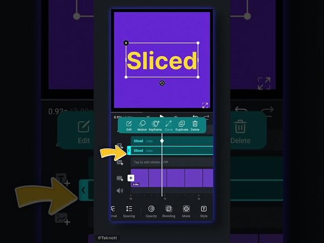 SLICED text effect VN Video Editor Animation Tutorial #shorts