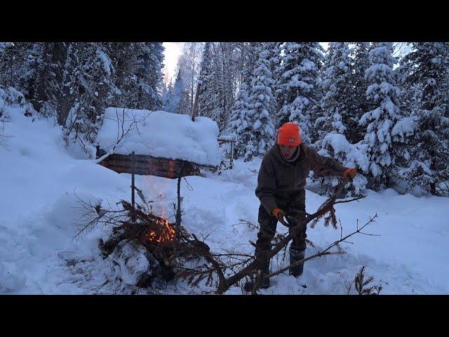 ТАЁЖНЫЙ КАПКАН.ТАЙГА, ЗАСЫПАЕТ СНЕГОМ.ПРОДОЛЖАЮ СТРОИТЬ ИЗБУ СВОИМИ РУКАМИ.ТЯЖЁЛЫЕ УСЛОВИЯ В ТАЙГЕ.