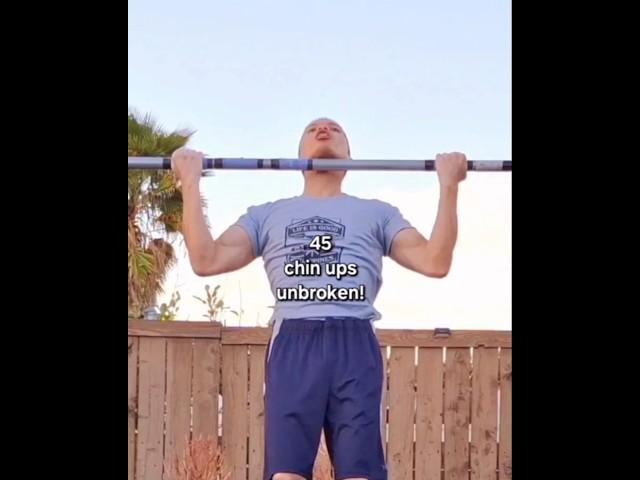 Just 45 chin ups unbroken with 41 reps in 59 seconds at 44 years young!  #SanDiegoFitness!