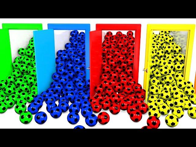 Learn Colors with Doors and  Soccer Balls Colors Video for Children and Kids