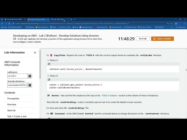 Developing on AWS: Lab 2 Python - Develop Solutions Using Amazon S3