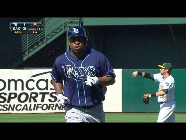 TB@OAK: Young flies out in his return to the Rays