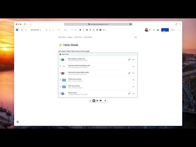 Using the Team Files app for Confluence - Attaching files and folders to a page