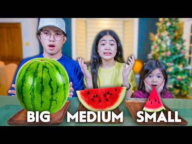 BIG MEDIUM And SMALL Food Challenge!! (Di maubos natalia) | Ranz and niana