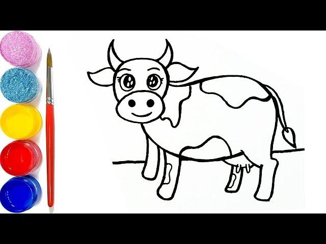 DRAWING AND COLORING CUTE COW FOR Beginners