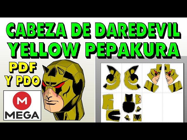 Cabeza de Daredevil Yellow para Pepakura Descargar PDF y PDO Papercraft Props MARVEL Dan Defensor