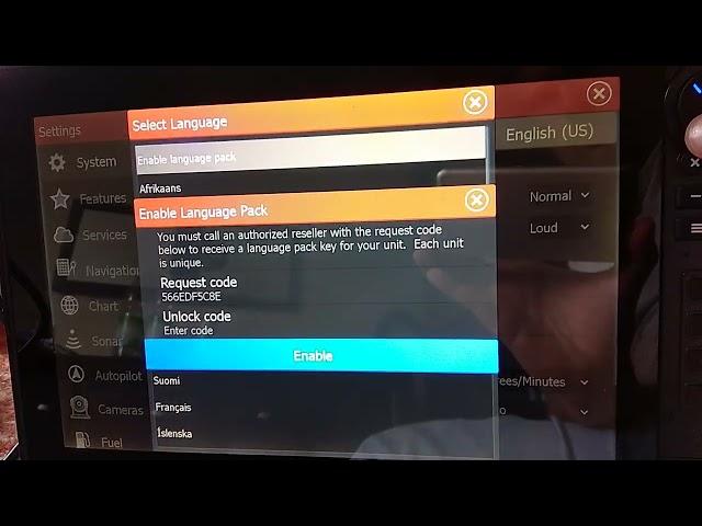 Lowrance Simrad Navico fishfinder language pack unlock/言語パックのロック解除とジオフェンスのロック解除