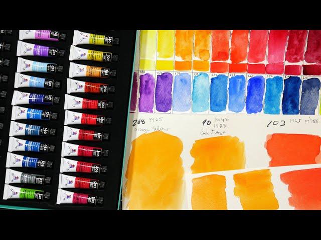 My Favorite Budget Watercolor is Now in Tubes! Let's Swatch Meiliang/Pretty Excellent 36 Set!