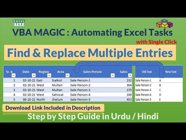 VBA Code to Find & Replace Multiple Values with One Click | Excel VBA Projects #excel  #excelsteps