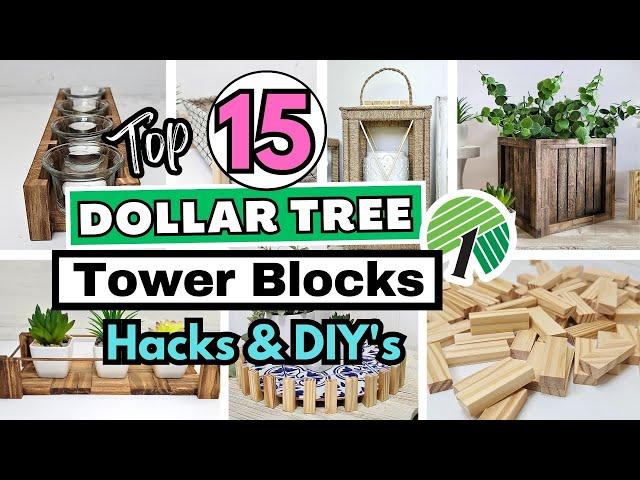 Top 15 DOLLAR TREE DIYS Using TUMBLING TOWER BLOCKS | Jenga Blocks Decor DIYS