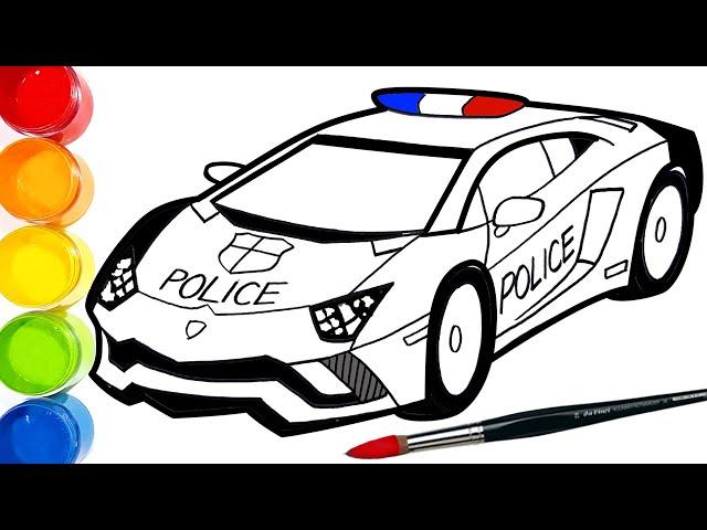 Draw a Police Car Lamborghini Patrol Car . Simple Drawing and Coloring Pages | Tim Tim TV