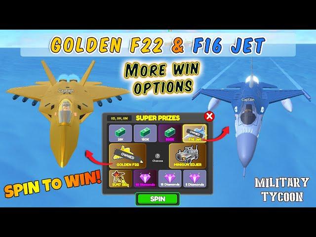 How to Get F16 Jet and Golden F22 in Spin To Win Military Tycoon Roblox