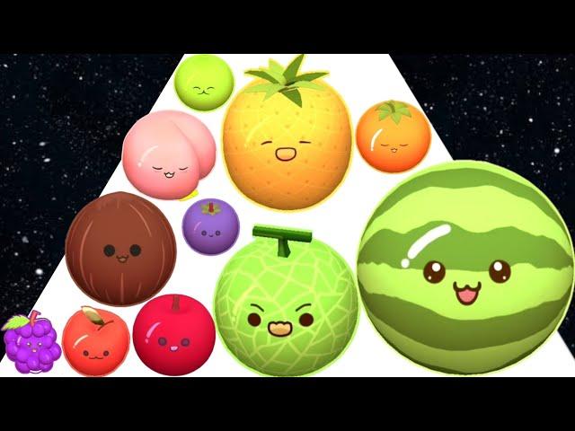 WATERMELON RUN 3D - ASMR Gameplay (Fruits Evolution Run, Level Up Merge Suika Balls 2048)