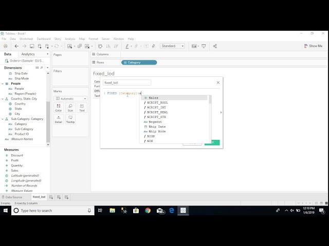 Fixed lod (Level of detail) calculation in Tableau