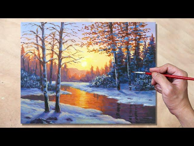 Acrylic Painting Winter Landscape