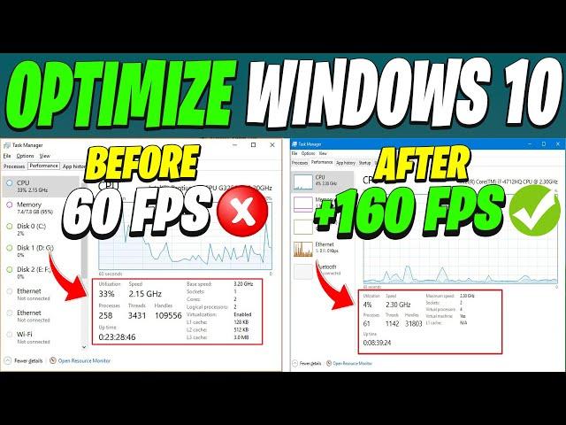How To Optimize Windows 10 Performance For Gaming - Boost FPS - Fix FPS Drops (Speed Up Low End PC)