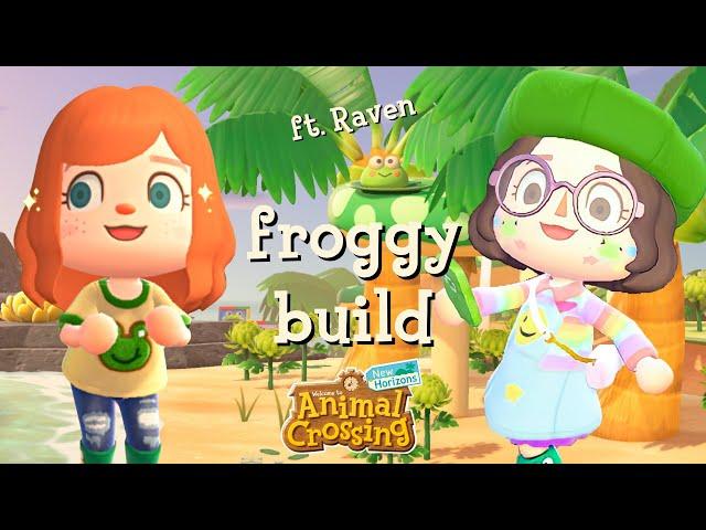 froggycrossing Challenged Me to Make a FROGGY Build?? //animal crossing speed build ft. Bestie Raven