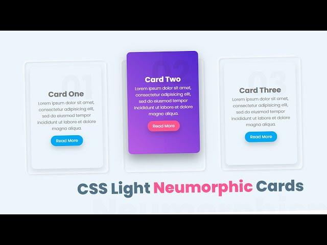 CSS Light Version Neumorphism Cards Using Html & CSS with Hover Effects | CSS UI Design Tutorial