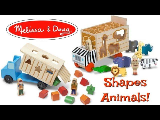 Melissa and Doug toys shape and animal rescue shape sorting truck compilation