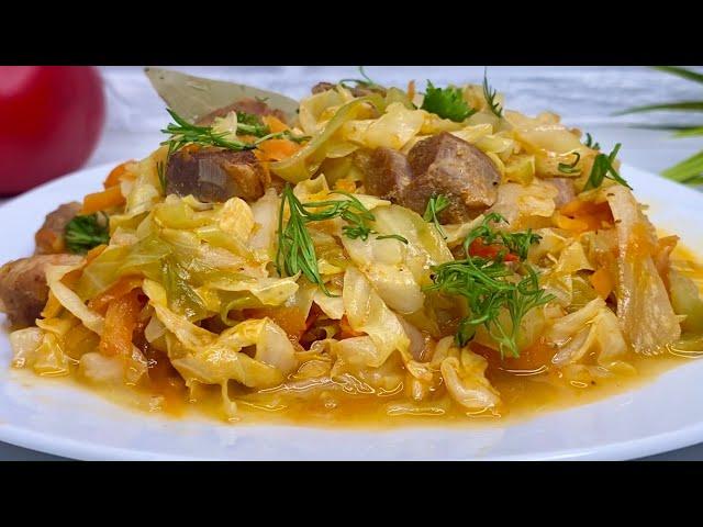 Тушёная капуста с мясом)) Как в школьной столовой))