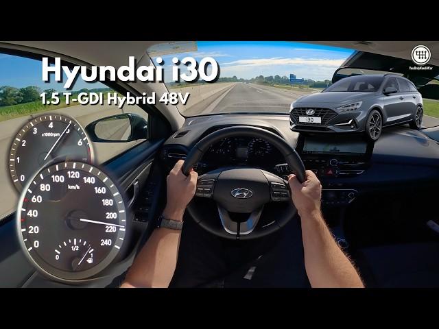 Hyundai i30 1.5 T-GDI Hybrid 48V (160Hp) TOP SPEED DRIVE on the German Autobahn