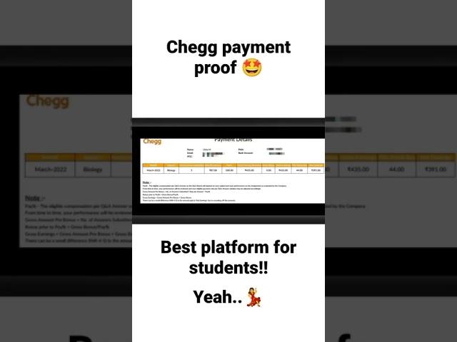 Chegg payment proof!!/Earning money by chegg/ Best platform for students to earn money!!