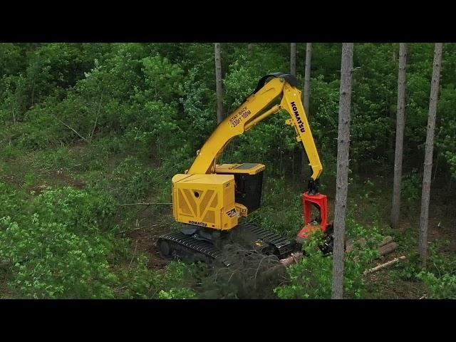 Komatsu XT445 tracked harvester and feller buncher customer testimonial