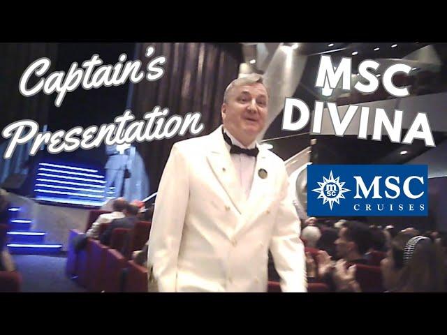 Captain's Presentation MSC Divina Pantheon Theater Captain Piotr Porosinski Plus Senior Staff