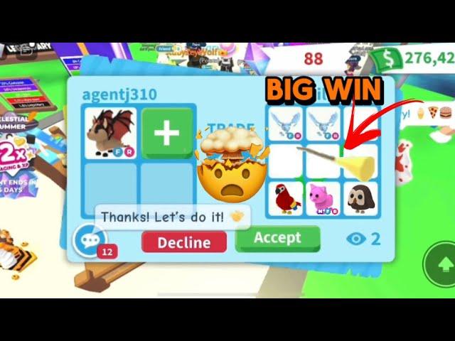 BIG WIN I Traded My Bat Dragon, Mega Pink Cat, Flying Broomstick + Trading Advice! Adopt me trading