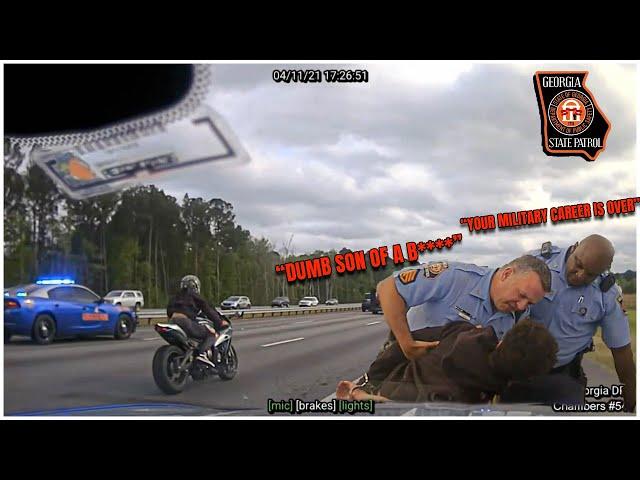 U.S. Army Biker F***S w/ WRONG GSP Officer's & gets CRUSHED & BERATED | Did GSP go TOO FAR?