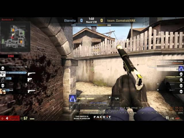 Faceit. Eneveri clutch 1 vs 3, pistol round with 4 hp.