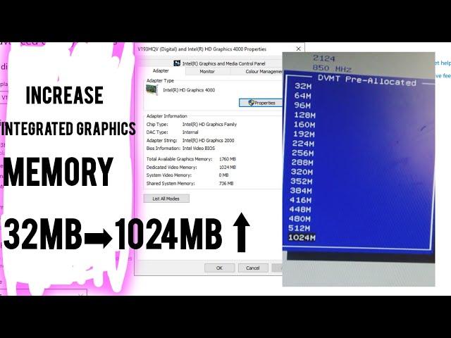 Increase Dedicated Video Memory(VRAM) on Windows 10/11  From bios   intel integrated graphicsmemory