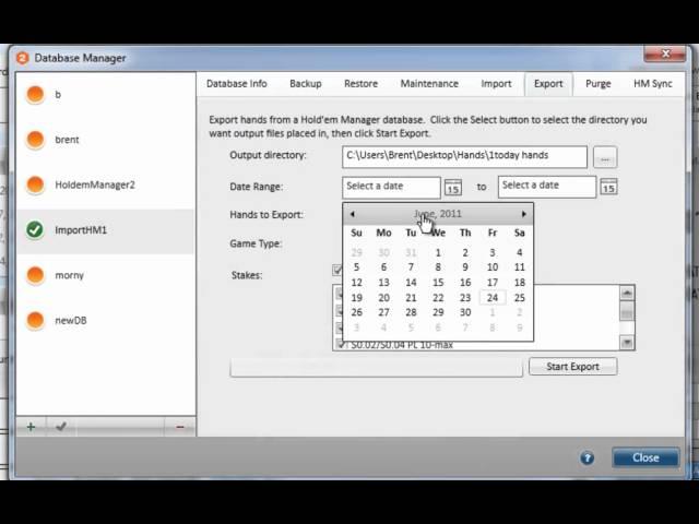  Holdem Manager 2: Экспорт рук из базы данных 