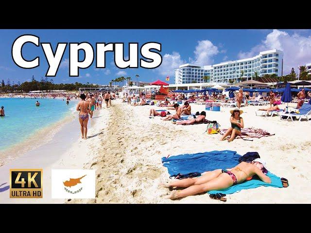 Cyprus 4K - Walking Tour - Nissi Beach, Konnos Beach, Ayia Napa, Sea Caves