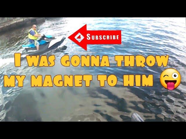 Magnet fishing on a dock I was going to throw my magnet to him. I would definitely return it!